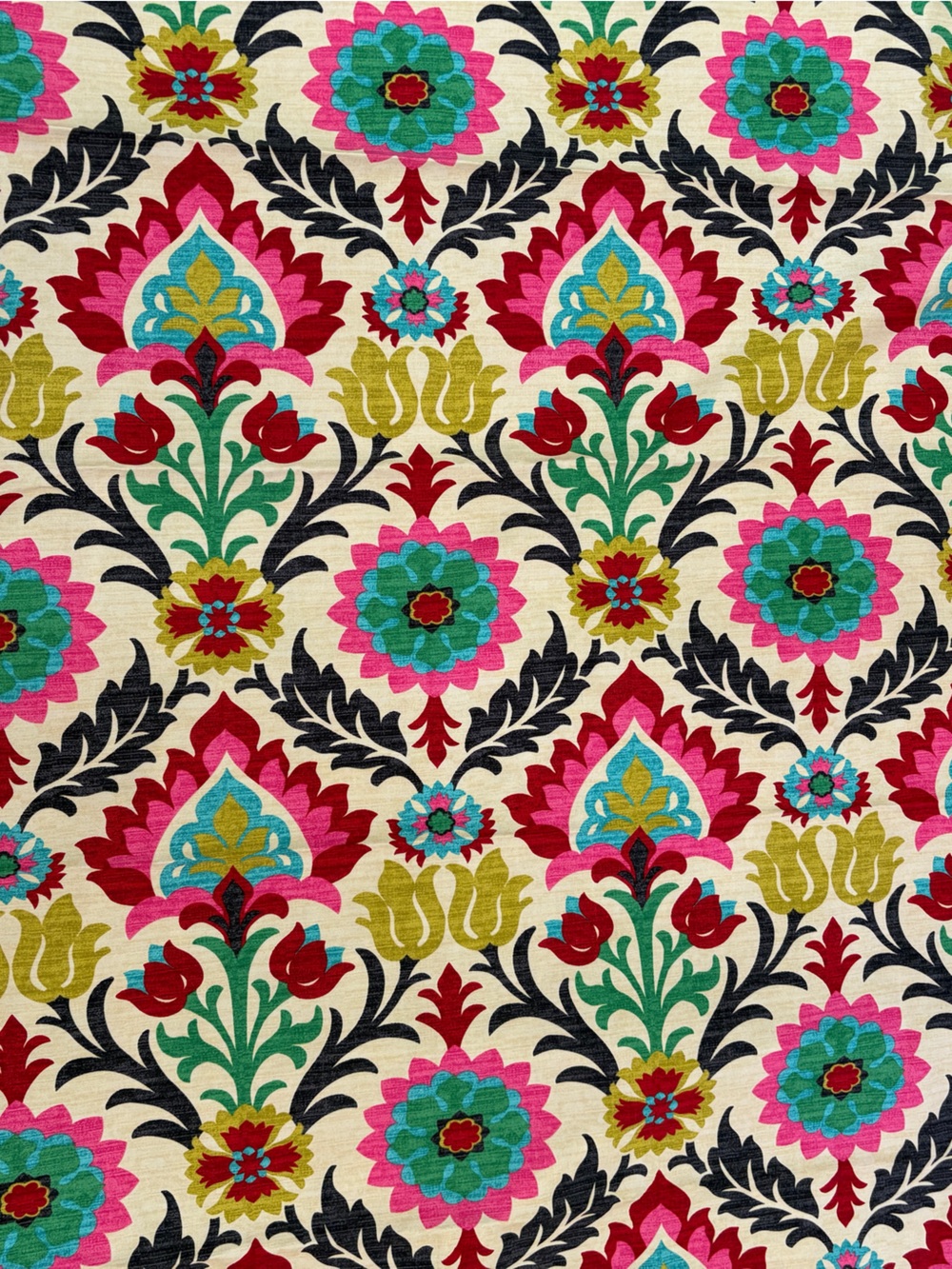 Waverly Santa Maria Desert Flower Vibrant Floral Damask Fabric 6 Yards 55” Wide